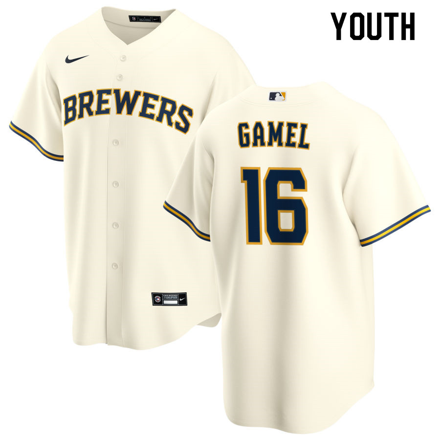 Nike Youth #16 Ben Gamel Milwaukee Brewers Baseball Jerseys Sale-Cream